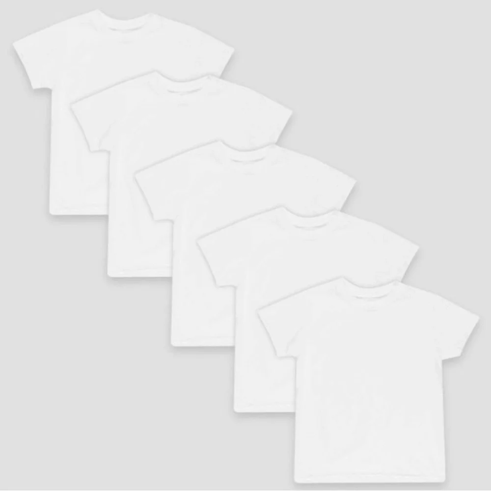New 5-Pack Boy’s Size XS (2-4) Hanes White ComfortSoft Cotton T-Shirts